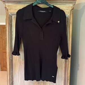 Scotch & Soda Black Knit Polo Shirt size M